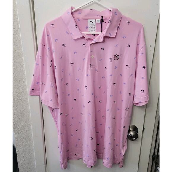 NWT PUMA AP CLOUDSPUN DANCING UMBRELLAS GOLF POLO 539556-01 PINK SZ XL (X-LARGE) - Picture 3 of 8